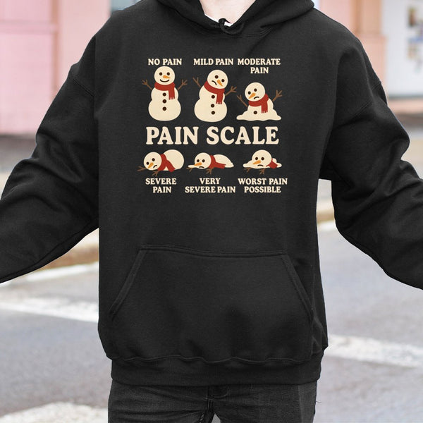 Humorous Medical Christmas Hoodie, Snowman Pain Scale Hoodie, Melting Snowman Nurse Doctor Sweatshirt, Winter Healthcare Work