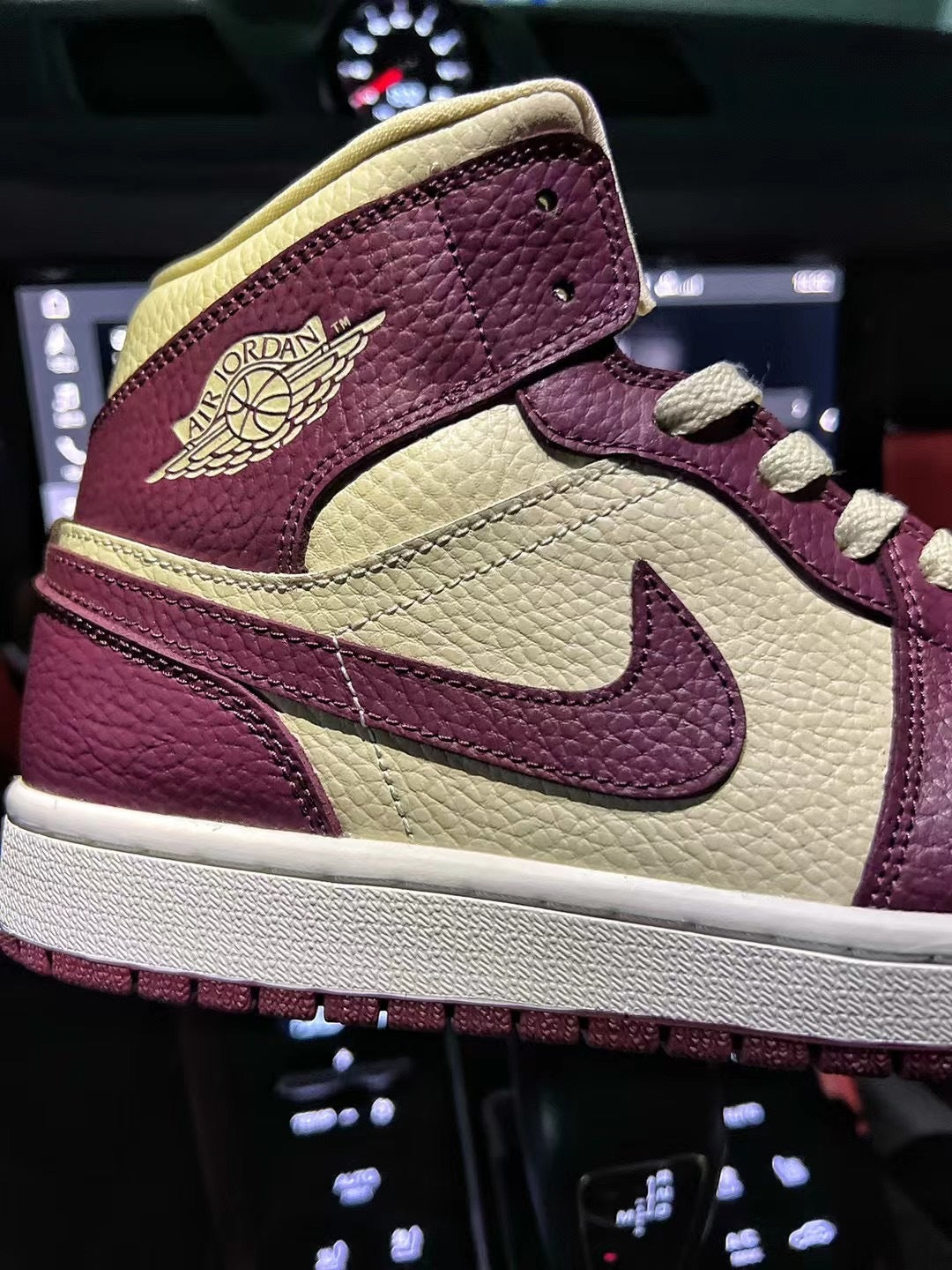 Mid Top Sneakers, Burgundy Khaki Colorway, Mismatched Colorway, Lace Up Design, Casual Gift for Sneaker Fans
