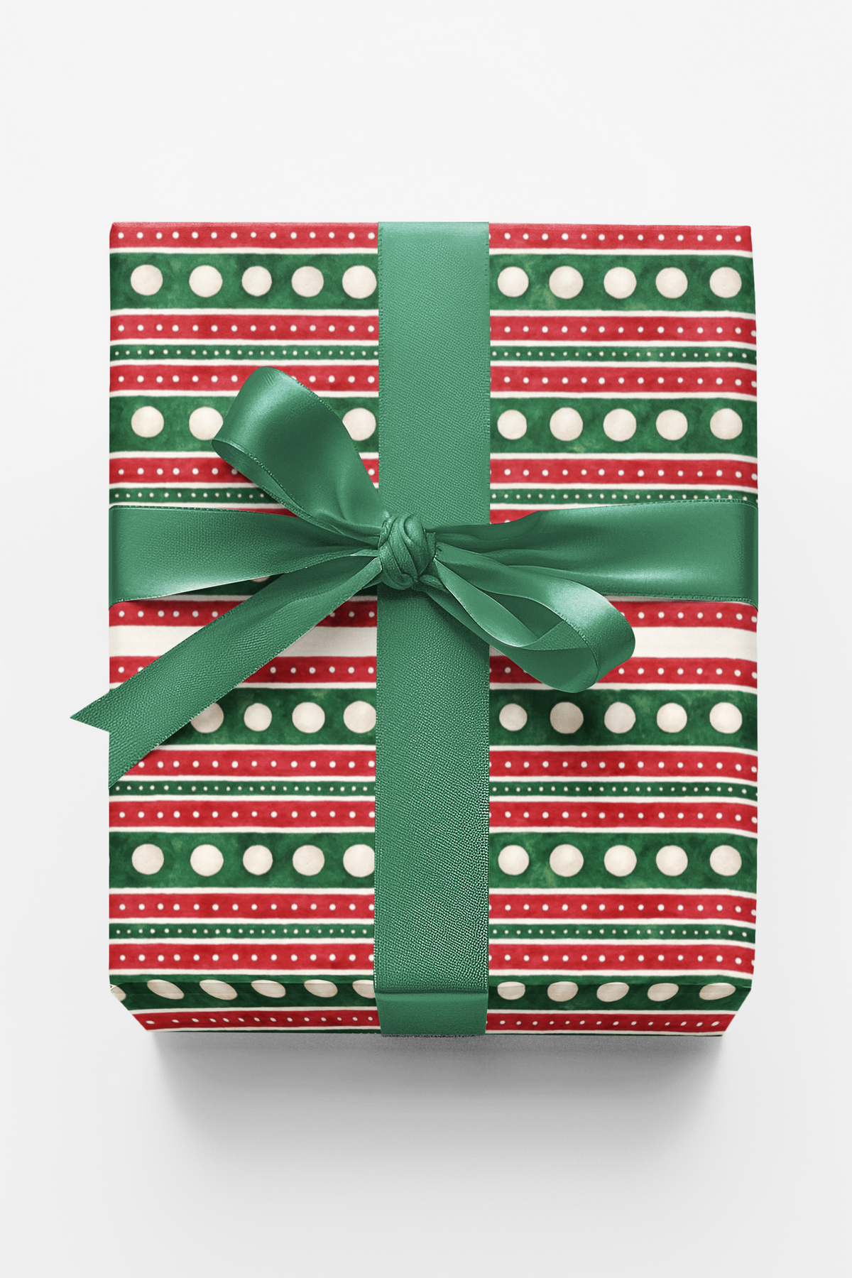 Red Green Striped Gift Wrap, Peppermint Polka Dot Wrapping Paper, Holiday Present Paper Roll, Christmas Wrapping Paper, Festi