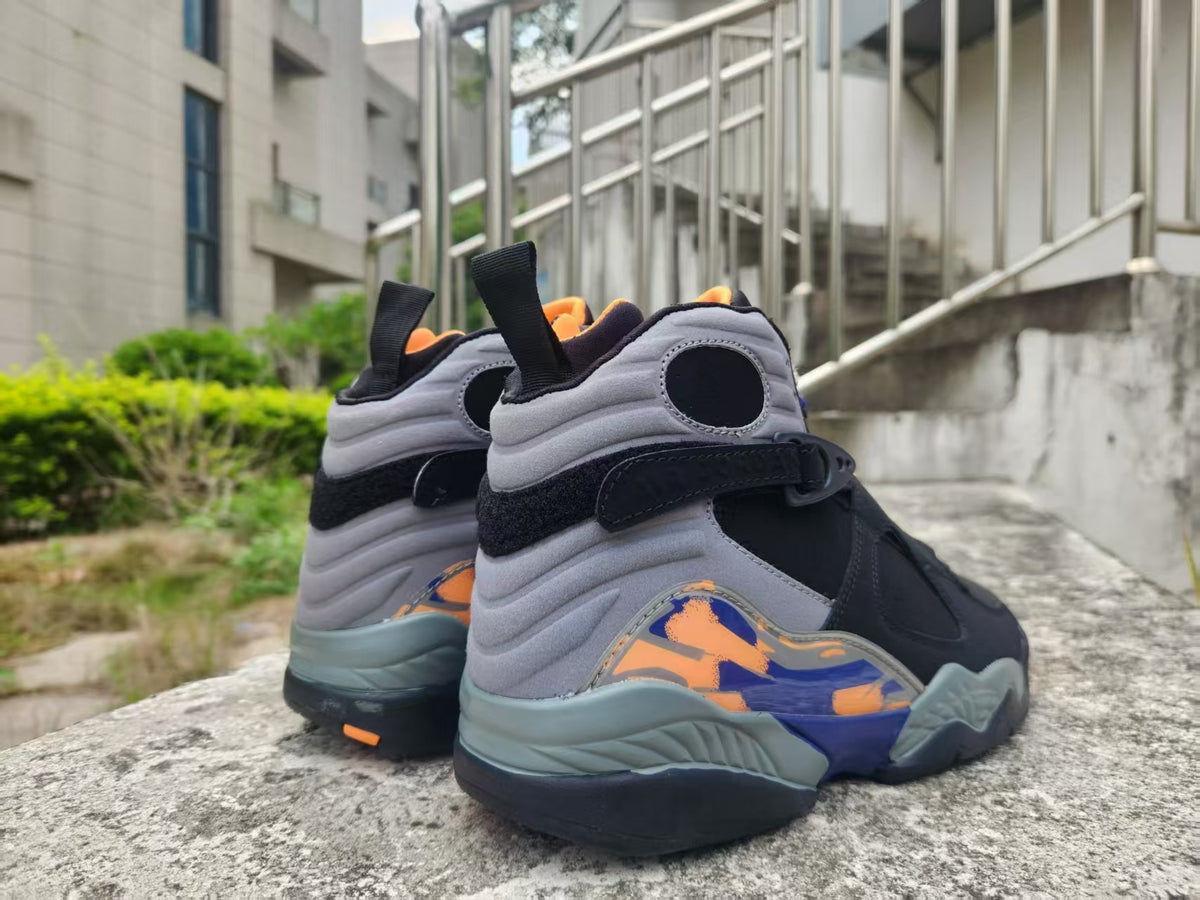 High Top Sneakers, Black Gray Orange Colorway, Lace Up Design, Casual Gift for Sneaker Fans
