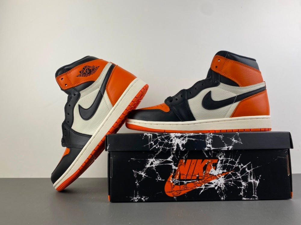 High Top Sneakers, Black White Orange Colorway, Lace Up Design, Casual Gift for Sneaker Fans