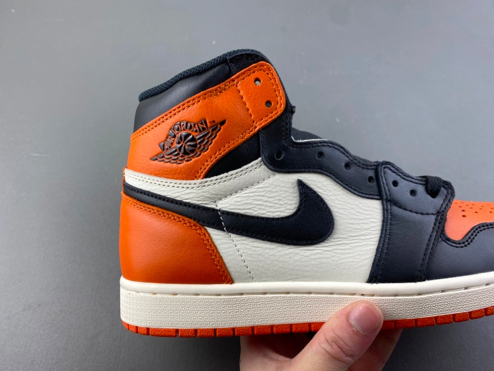 High Top Sneakers, Black White Orange Colorway, Lace Up Design, Casual Gift for Sneaker Fans