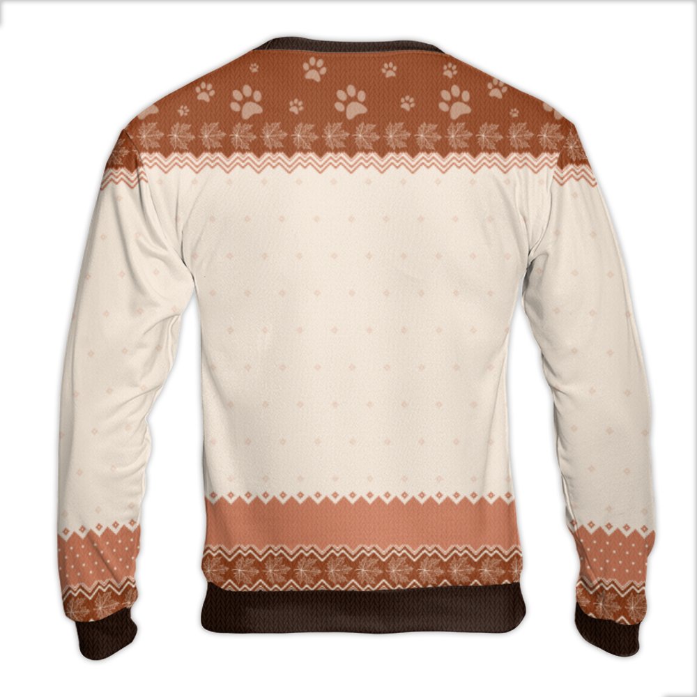 Festive Paw Print Fair Isle Sweater, Cat Dad Ugly Christmas Sweater, Humorous Cat Lover Holiday Sweatshirt, Pet Owner Xmas Pr