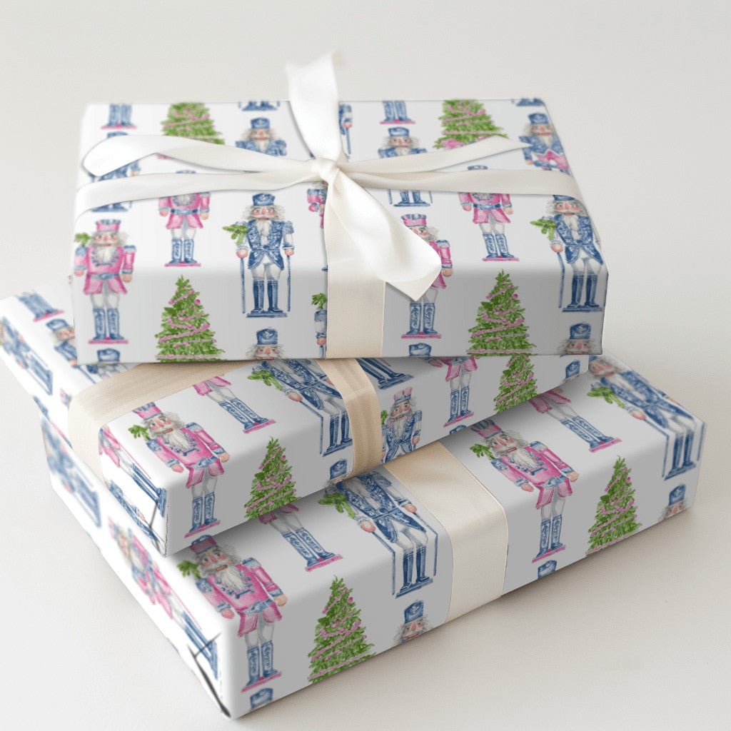 Watercolor Nutcracker Ballet Gift Wrap, Nutcracker Christmas Wrapping Paper, Festive Tree Holiday Wrapping Paper, Pastel Holi
