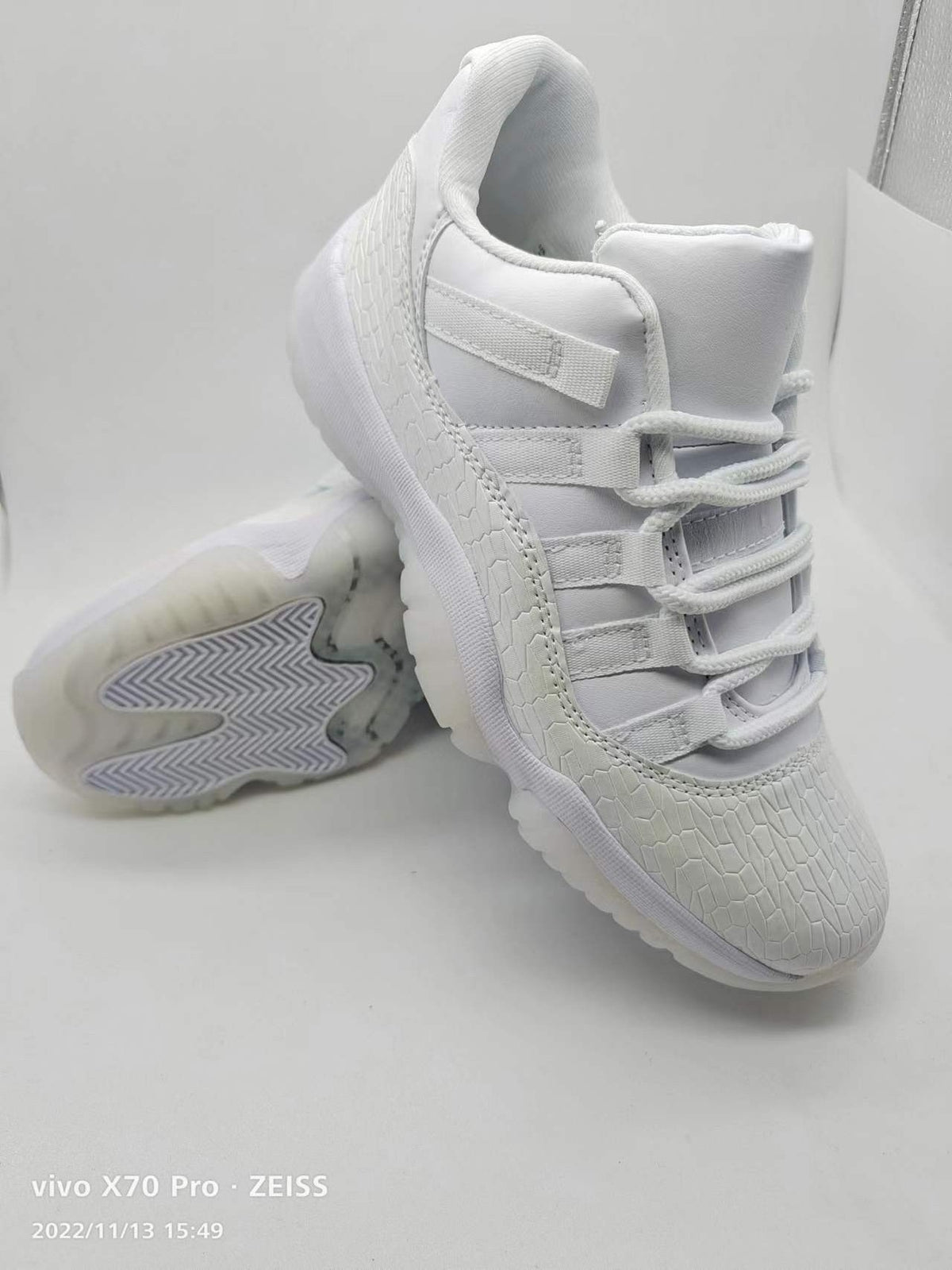 Low Top Sneakers, White Colorway, Cracked Pattern, Lace Up Design, Casual Gift for Sneaker Fans