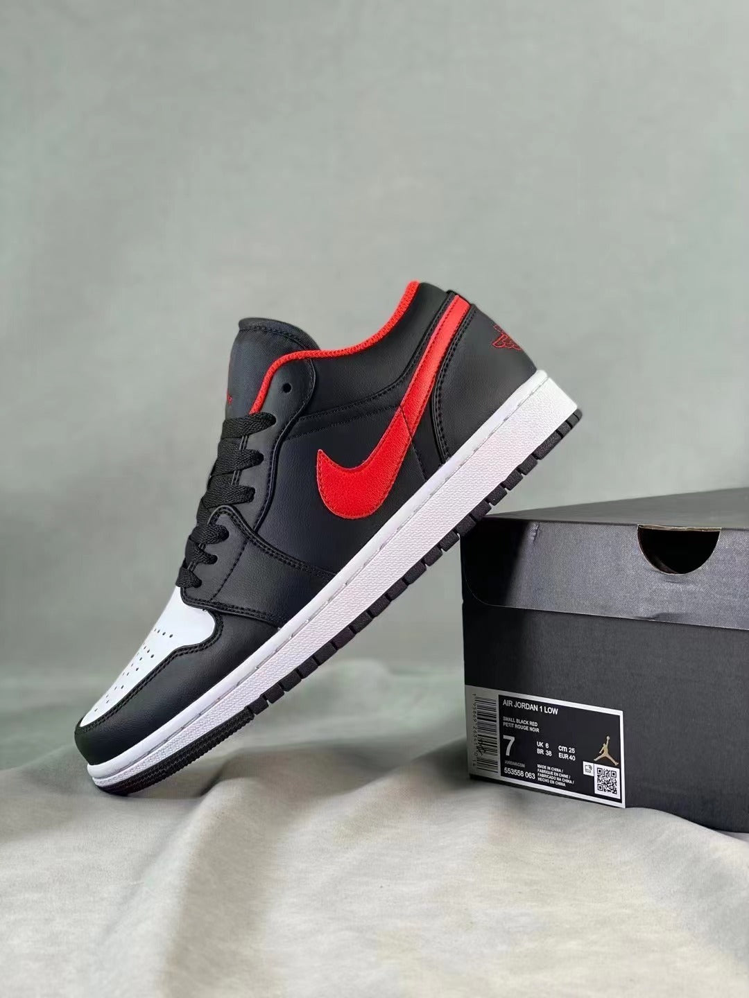 Low Top Basketball Shoes, Black Red Colorway, Lace Up Design, Casual Gift for Shoe Lovers