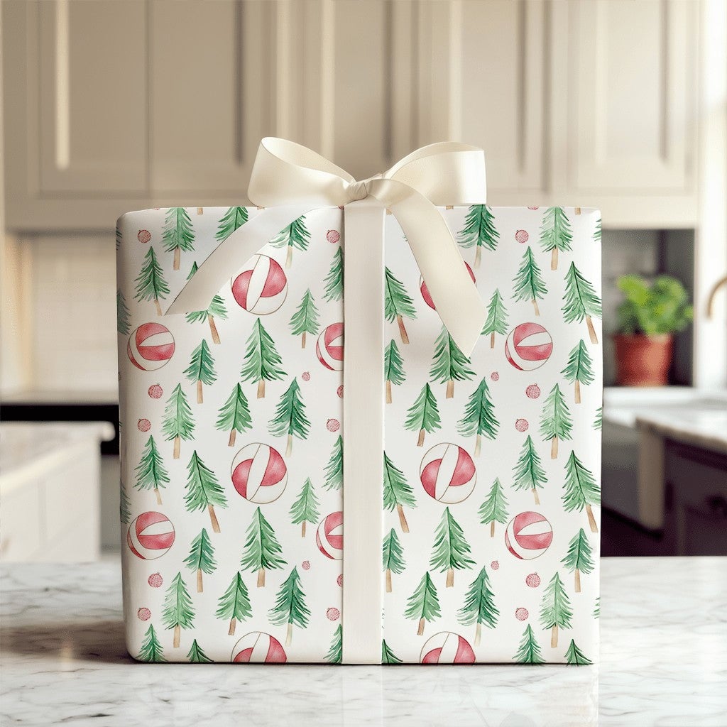Watercolor Beach Ball Gift Wrap, Coastal Christmas Beach Wrapping Paper, Tropical Holiday Present Paper, Summer Xmas Wrapping