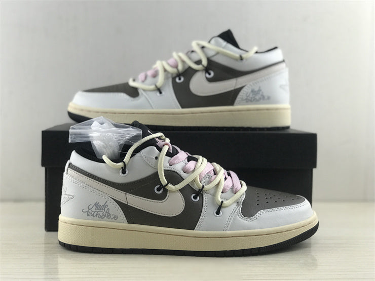 Low Top Sneakers, Gray White Colorway, Lace Up Design, Casual Gift for Sneaker Fans
