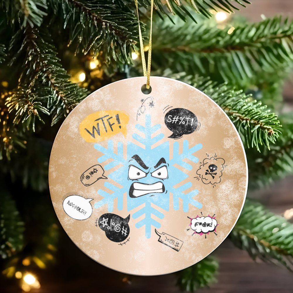 Humorous Rude Winter Ceramic Keepsake, Angry Snowflake Cursing Christmas Ornament, Sarcastic Adult Tree Decor, Secret Santa J