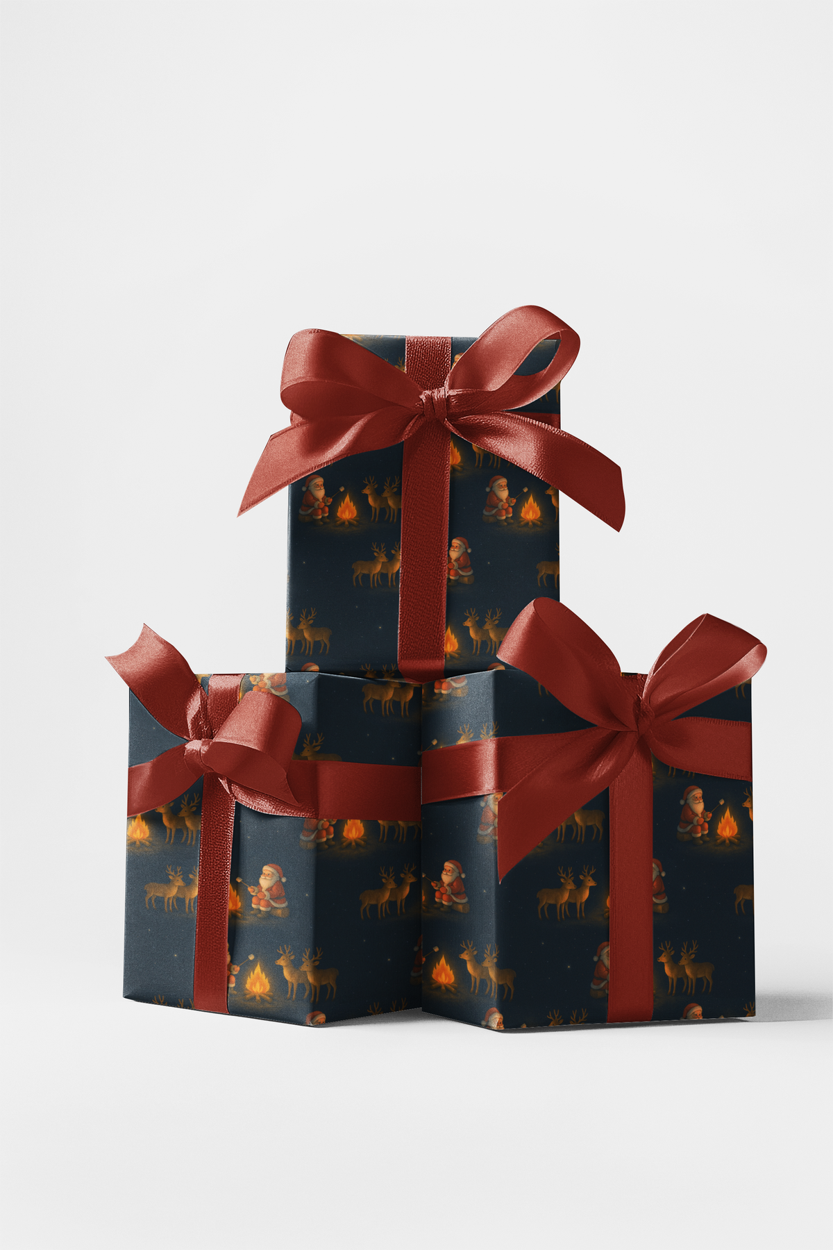 Christmas Camping Gift Wrap, S'mores with Santa Wrapping Paper, Whimsical Holiday Gift Wrapping Paper, Adorable Winter Camp P