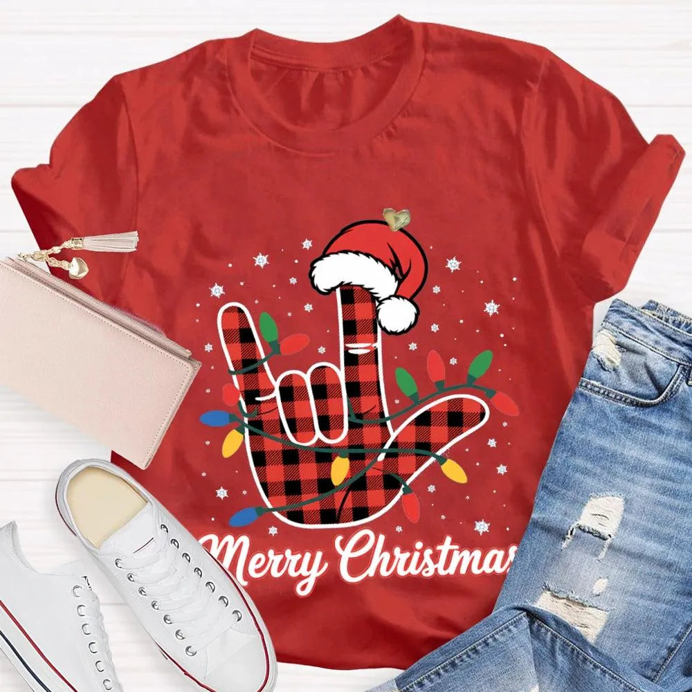 Festive Holiday Lights Shirt, Christmas Santa Hats and Lights T-Shirt, Adorable Xmas Graphic Tee, Comfy Winter Holiday Shirt,