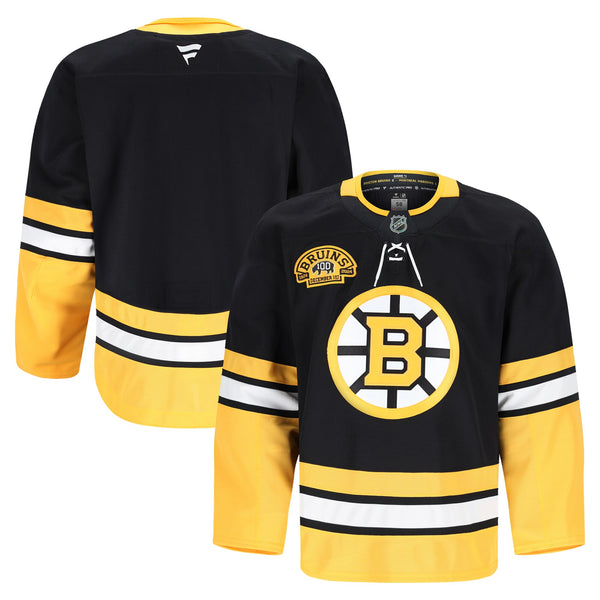 Boston Bruins Fanatics Black 100th Anniversary Authentic Pro Jersey