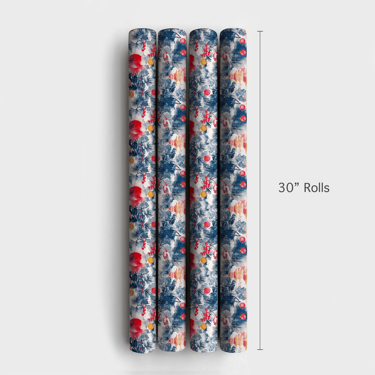 Asian Pagoda Holiday Gift Wrap, Chinoiserie Christmas Wrapping Paper, Fu Character Wrapping Paper, Winter Pine Tree Holiday W