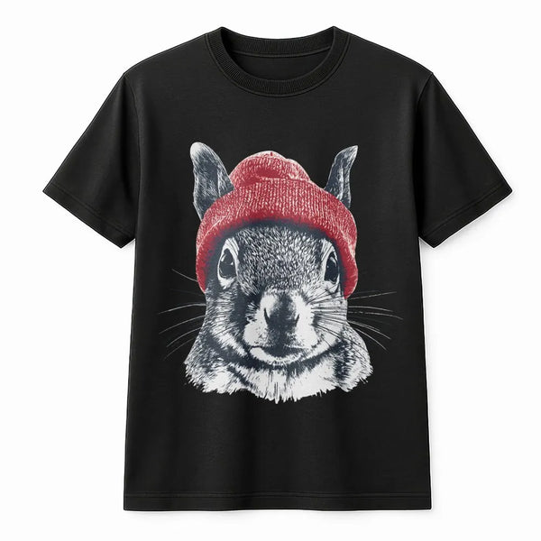 Squirrel Sweatshirt | Retro Wildlife Art with Red Beanie | Cozy Cotton Blend Pullover | Gift for Animal Lover