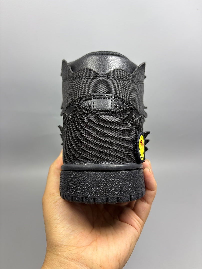High Top Sneakers, Black Colorway, Strap Design, Casual Gift for Sneaker Fans