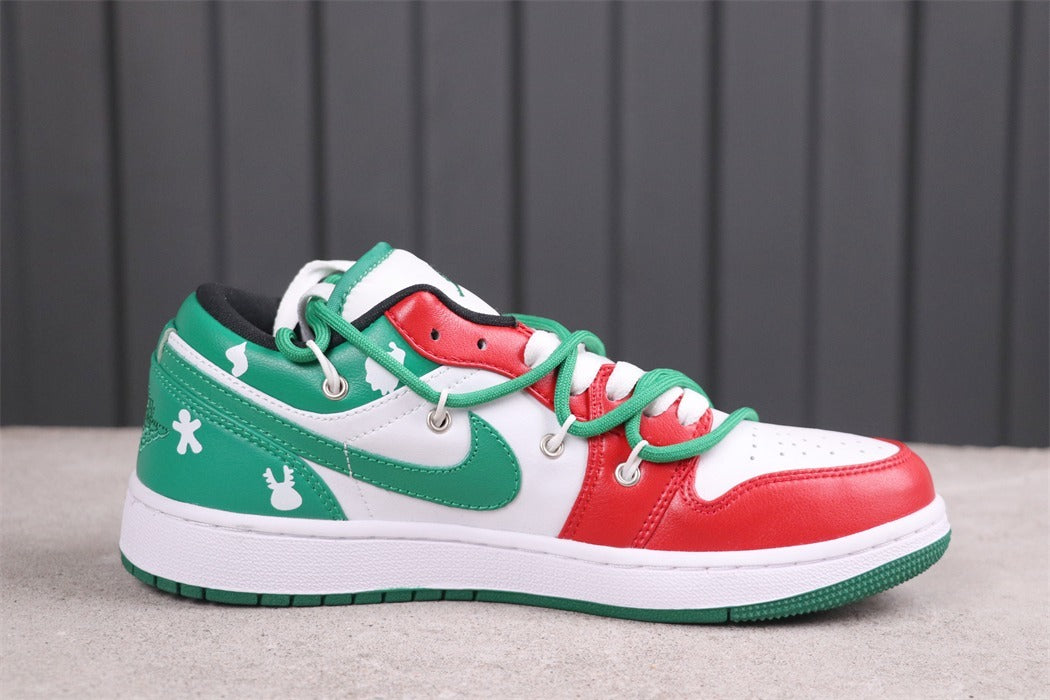Low Top Sneakers, White Green Colorway, Lace Up Design, Casual Gift for Sneaker Fans