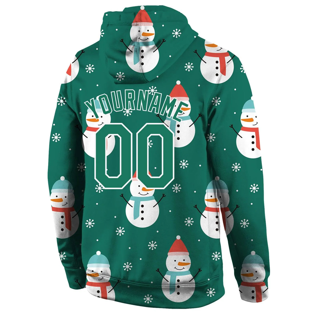 Personalized Holiday Pullover Sweatshirt, Custom Snowman Christmas Hoodie, Custom Team Name Number Fleece Hoodie, Game Day Fa