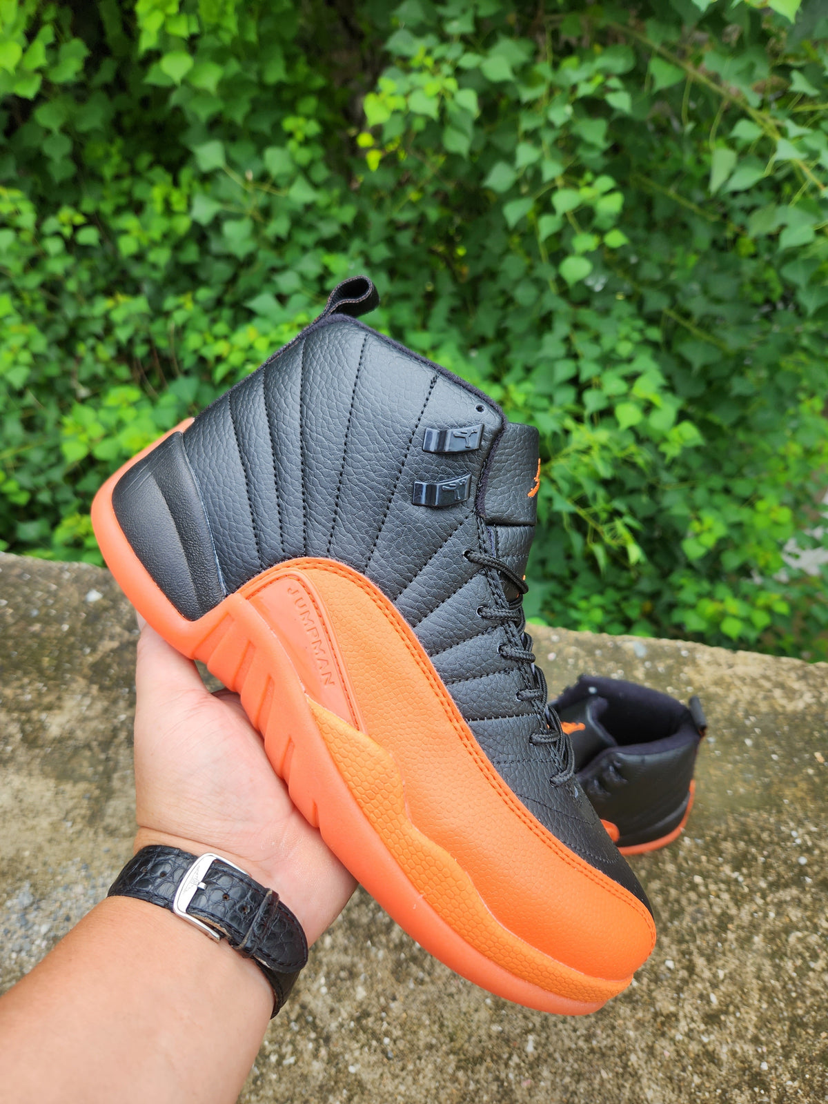 Sneakers, Black Orange Colorway, Lace Up Design, Casual Gift for Sneaker Fans