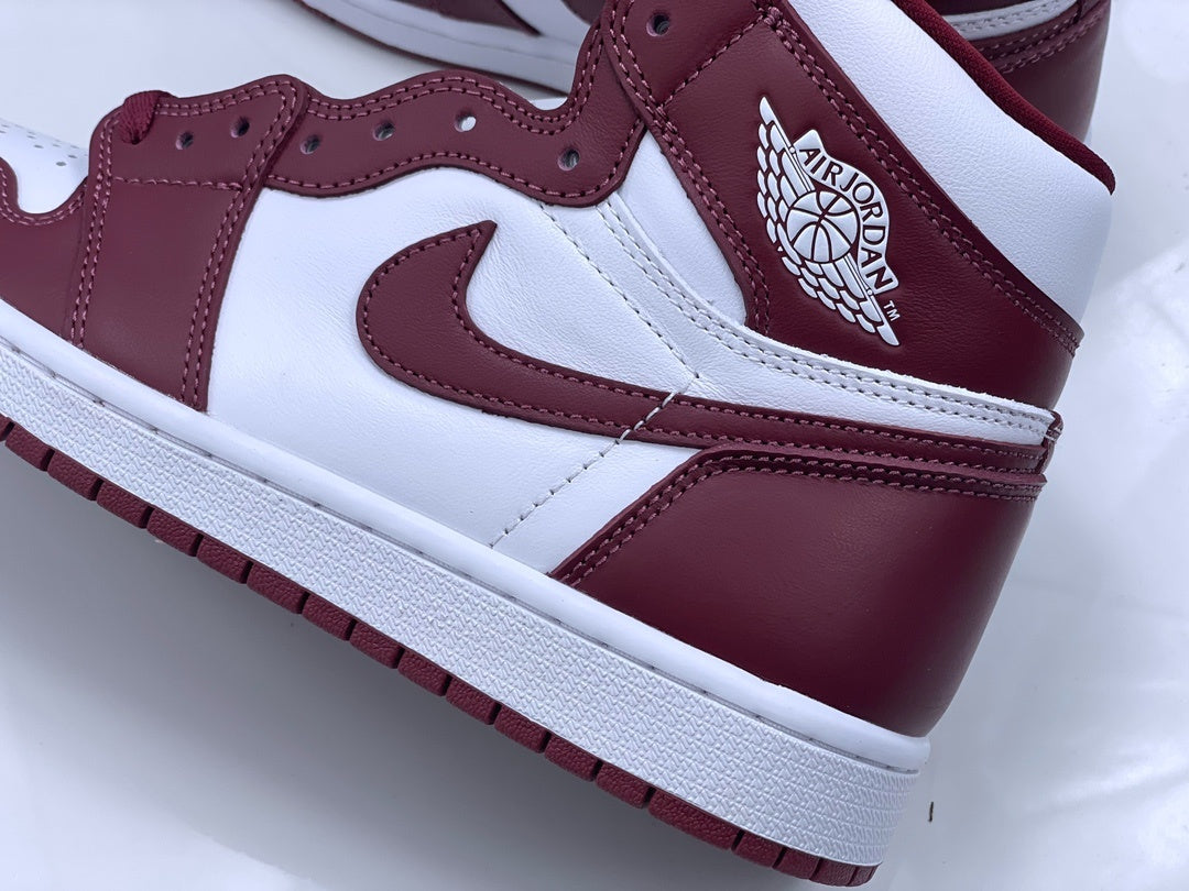 Basketball Shoes, White Burgundy Colorway, Retro, High Top, Lace Up Design, Casual Gift for Shoe Lovers