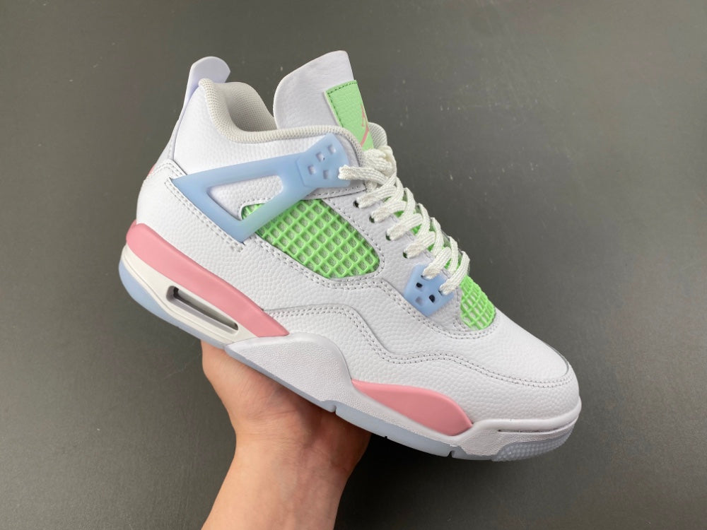 Retro Low Top Sneakers, White Green Pink Colorway, Valentine Design, Lace Up Design, Casual Gift for Sneaker Fans