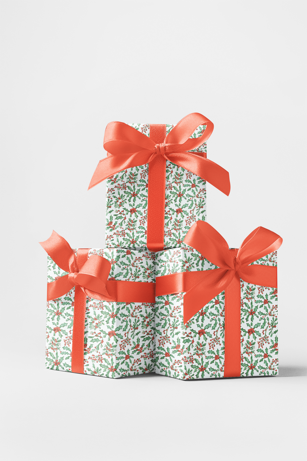 Holly Berry Holiday Gift Wrap, Christmas Mistletoe Wrapping Paper, Botanical Winter Gift Wrapping Paper, Festive Xmas Wrappin