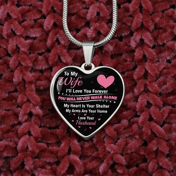 Personalized Wife Necklace, To My Wife Heart Necklace, Custom Engraved Heart Pendant, Romantic Christmas Present, Anniversary