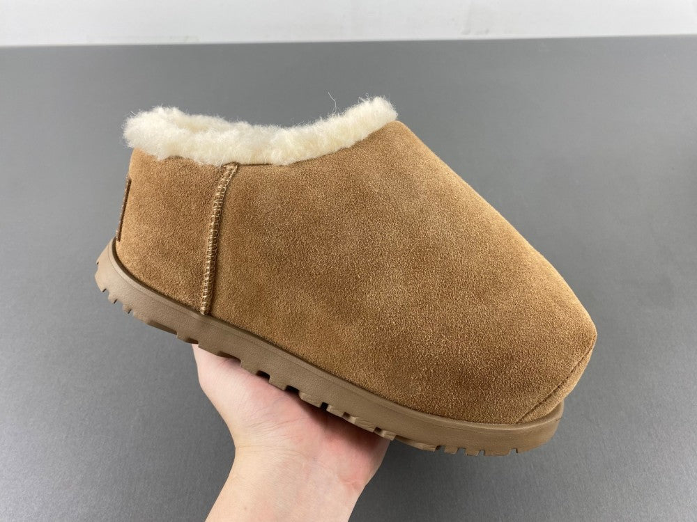 Slides, Brown Colorway, Slip On Design, Wool Detail, Casual Gift for Shoe Lovers