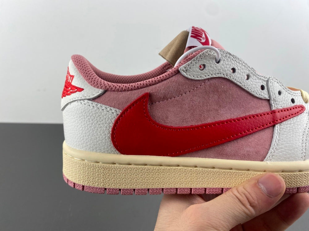 Low Top Sneakers, White Red Pink Colorway, Reverse Hook Design, Lace Up Design, Casual Gift for Sneaker Fans