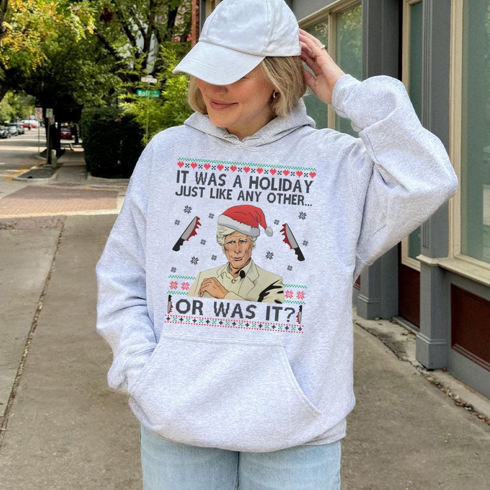 Humorous Murder Mystery Holiday Sweatshirt, True Crime Ugly Christmas Hoodie, Serial Killer Christmas Pullover, Comfy True Cr