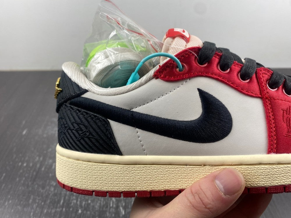 Low Top Sneakers, White Red Colorway, Lace Up Design, Casual Gift for Sneaker Fans