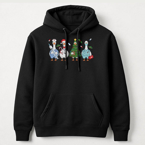 Silly Goose Medical Team Graphic Pullover, Christmas Nurse Hoodie, Humorous RN Nursing Student Hooded Sweatshirt