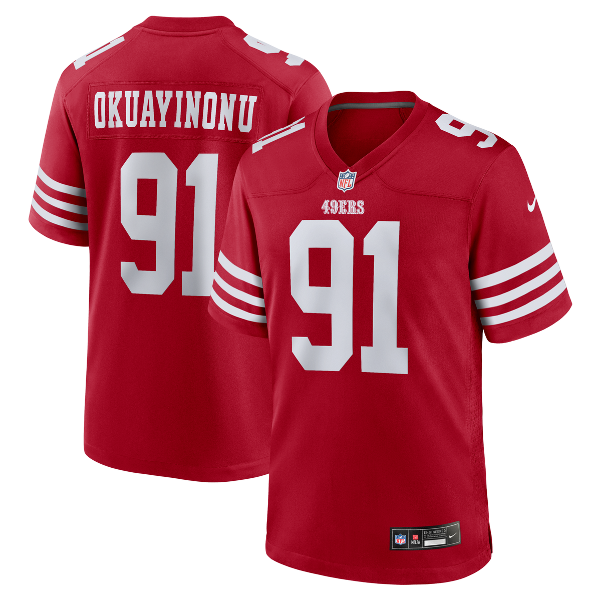 San Francisco 49ers Sam Okuayinonu Scarlet Team Game Jersey