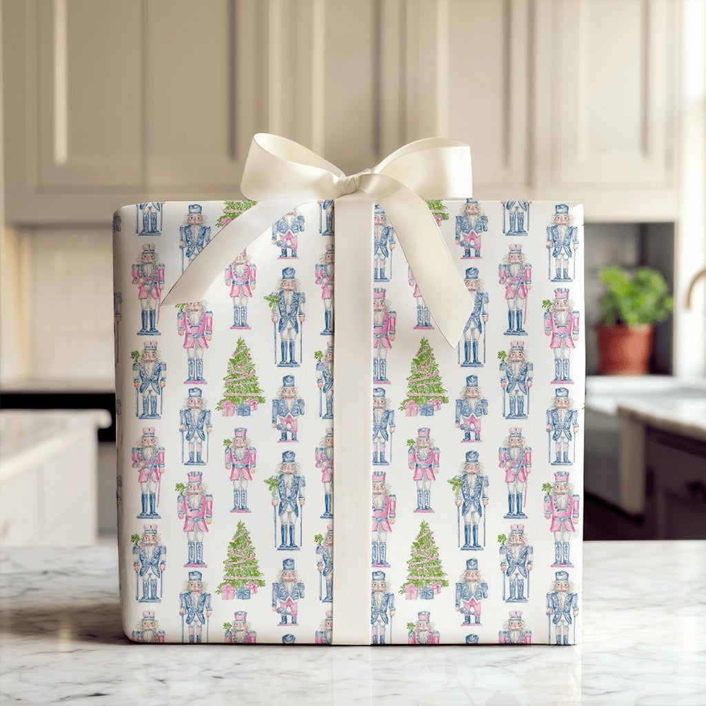 Watercolor Nutcracker Ballet Gift Wrap, Nutcracker Christmas Wrapping Paper, Festive Tree Holiday Wrapping Paper, Pastel Holi