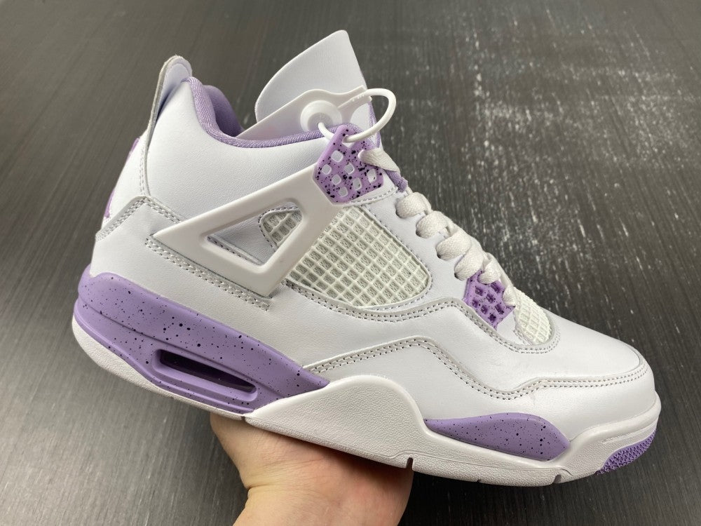 Sneakers, White Purple Colorway, Leather Footwear, Lace Up Design, Casual Gift for Sneaker Fans
