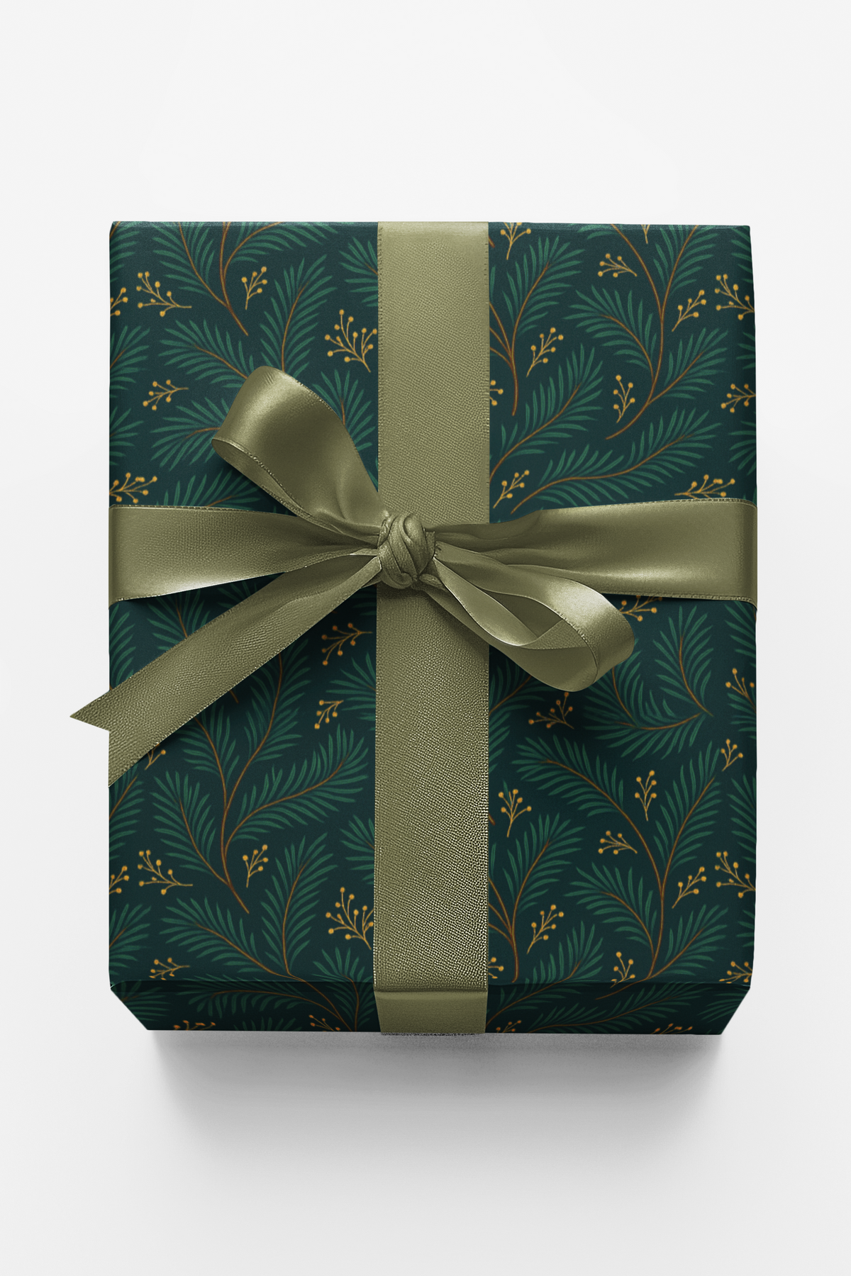 Botanical Pine Needle Gift Wrap, Evergreen Pine Wrapping Paper, Christmas Tree Branch Gift Wrapping Paper, Winter Holiday Pre
