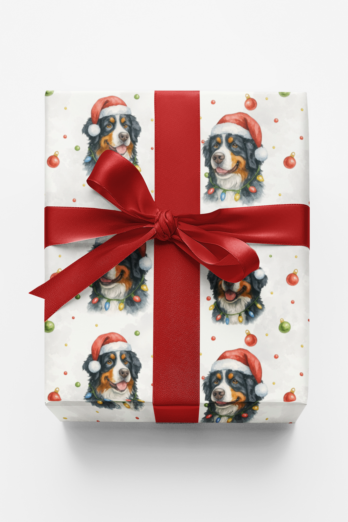 Santa Dog Gift Wrap, Bernese Mountain Dog Christmas Wrapping Paper, Bernese Mountain Dog Wrapping Paper, Bernese Dog Holiday 