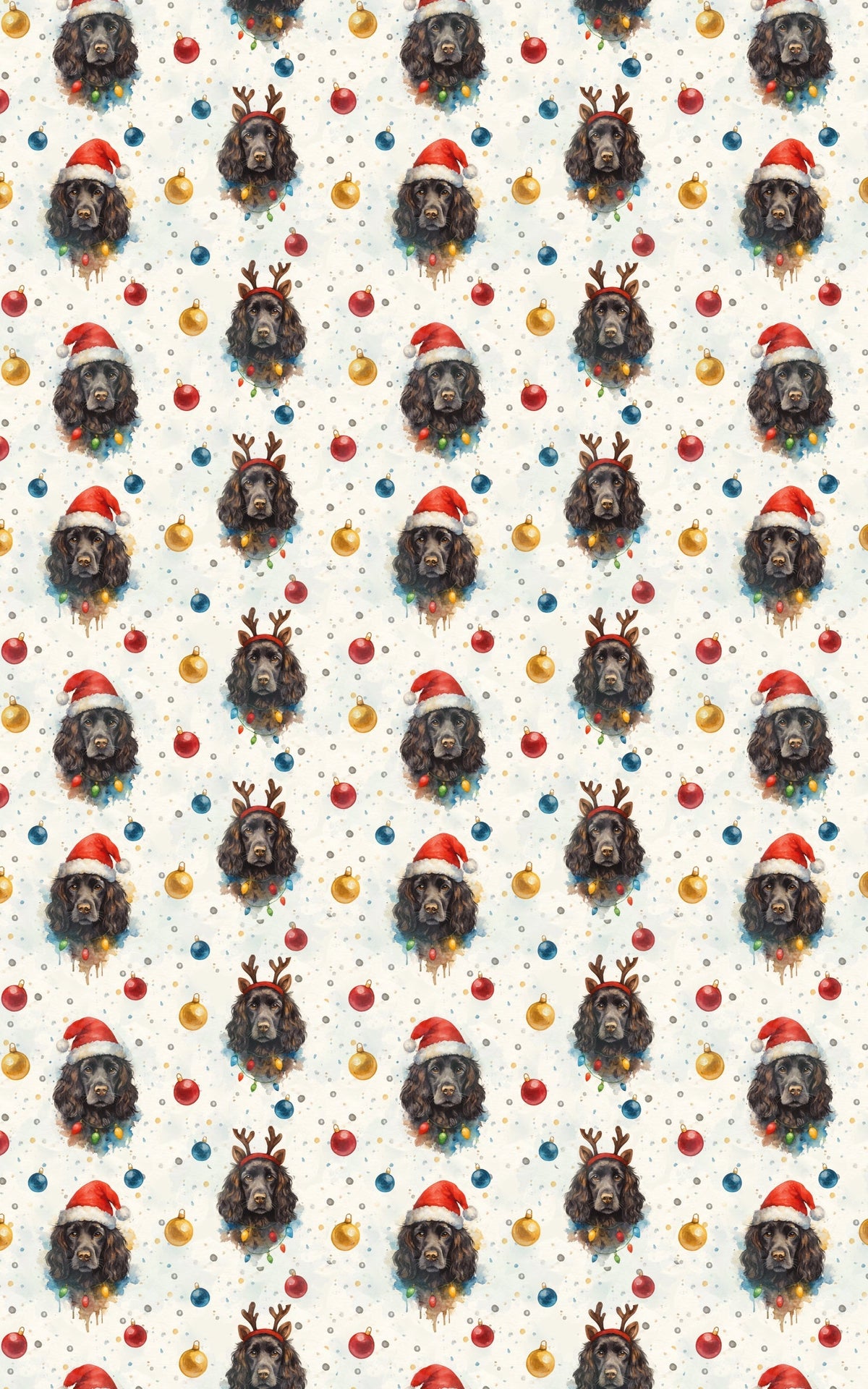 Santa Hat Reindeer Dog Gift Wrap, Cocker Spaniel Christmas Wrapping Paper, Adorable Puppy Present Wrap, Holiday Dog Lover Pre