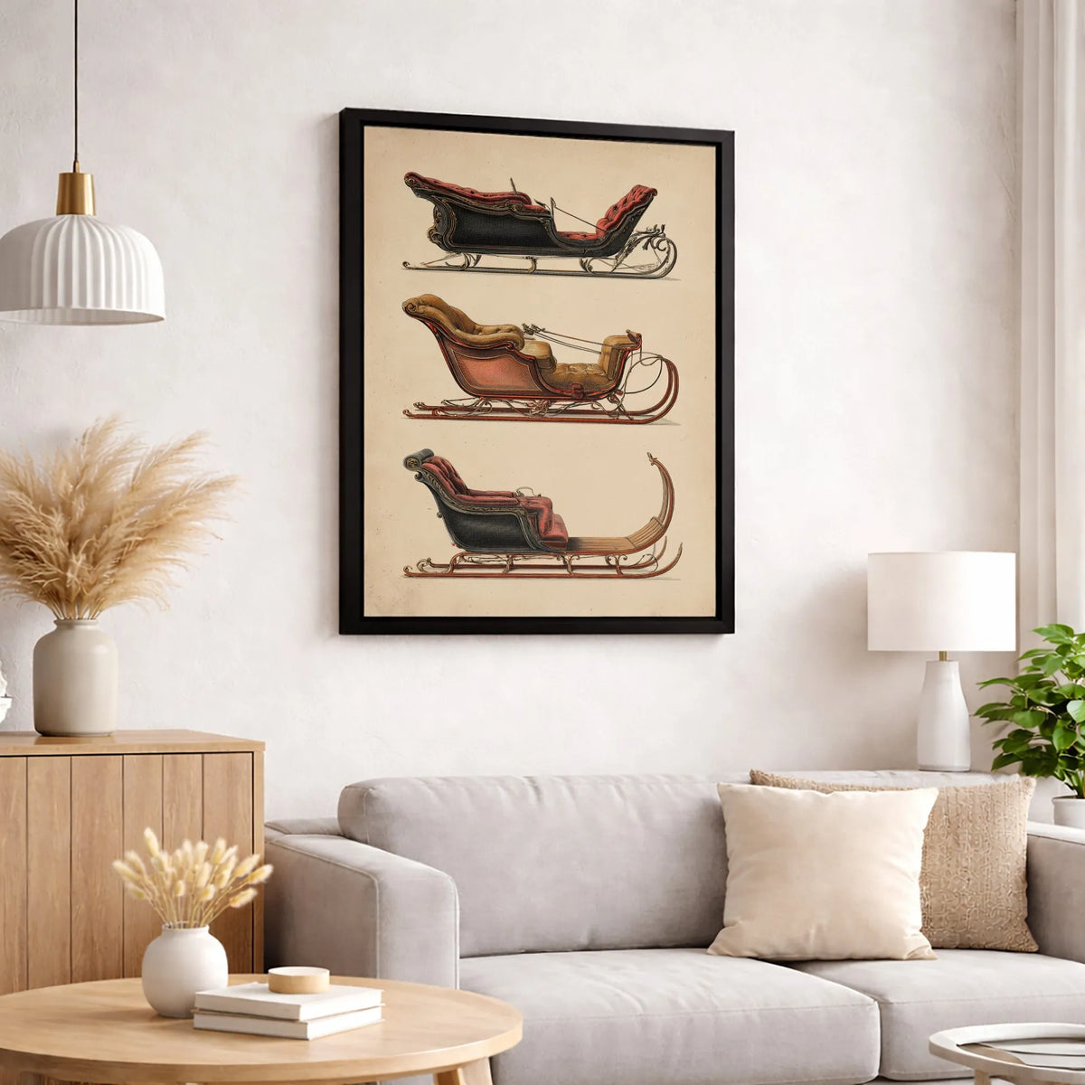 Vintage Holiday Wall Art, Victorian Horse Sleigh Canvas Print, Christmas Sleigh Poster, Winter Landscape Decor, Printable Dig