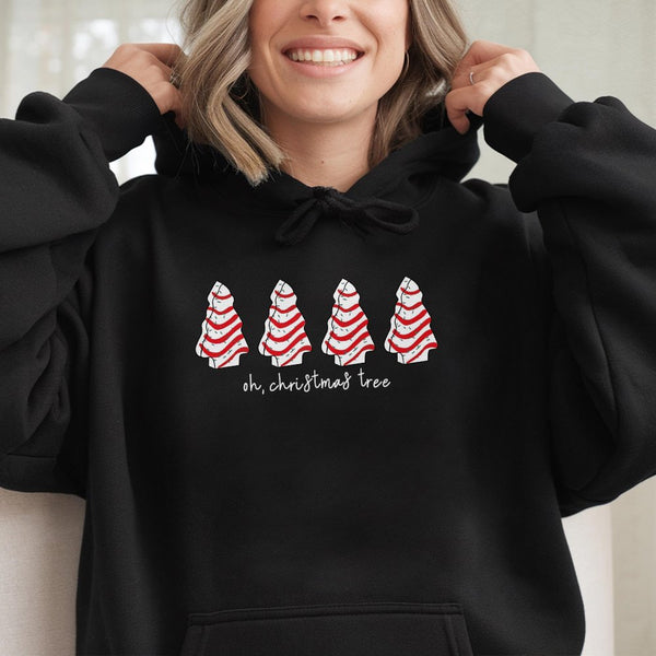 Candy Cane Pine Tree Graphic Hoodie, Oh Christmas Tree Hoodie, Adorable Festive Holiday Hoodie, Winter Xmas Sweatshirt, Holid