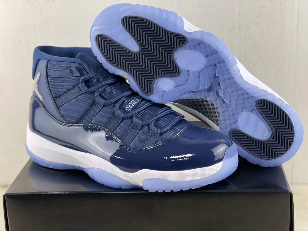 Sneakers, Midnight Blue Colorway, Patent Leather Footwear, Lace Up Design, Casual Gift for Sneaker Fans