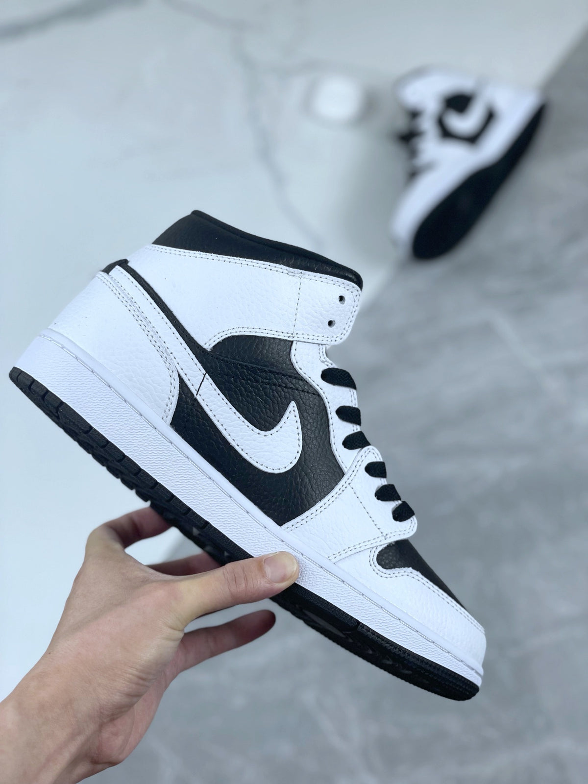 Mid Top Sneakers, White Black Colorway, Lace Up Design, Casual Gift for Sneaker Fans