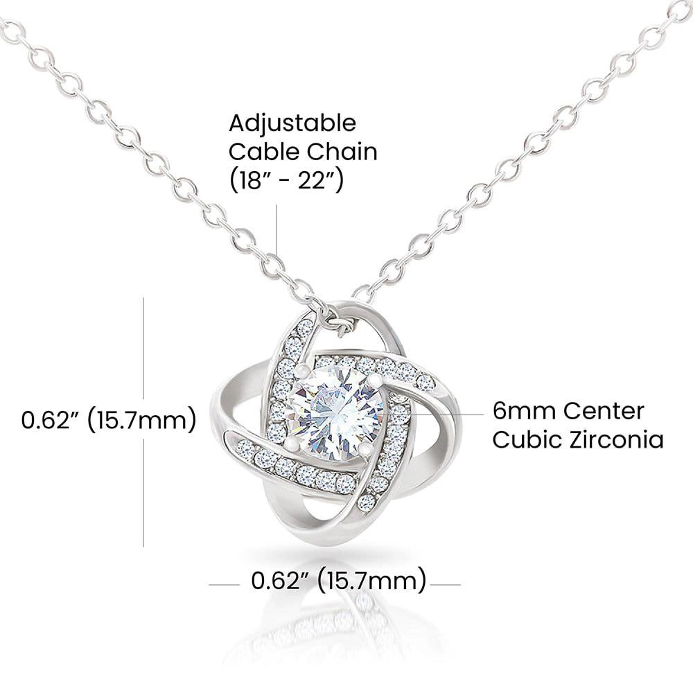 CZ Crystal Love Knot Pendant, Soulmate Love Knot Necklace, Gold Plated Love Knot Necklace, Romantic Anniversary Valentine Chr