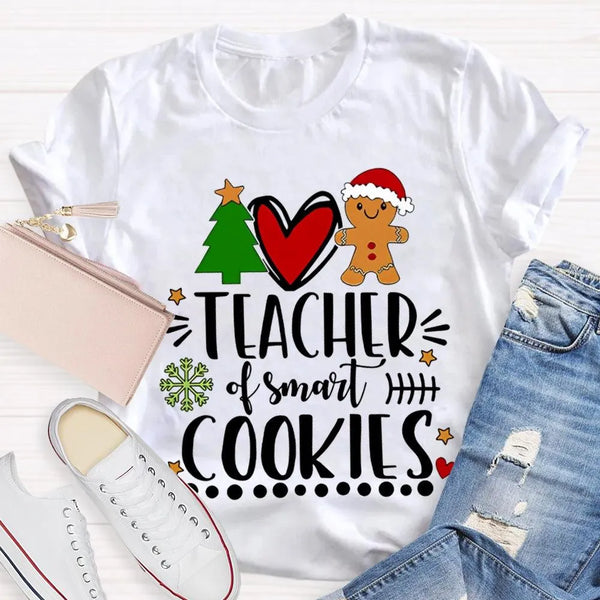 Christmas Tree Holiday Teacher Shirt, Teacher of Smart Cookies T-Shirt, Humorous Teacher Xmas Tee, Adorable School Educator P