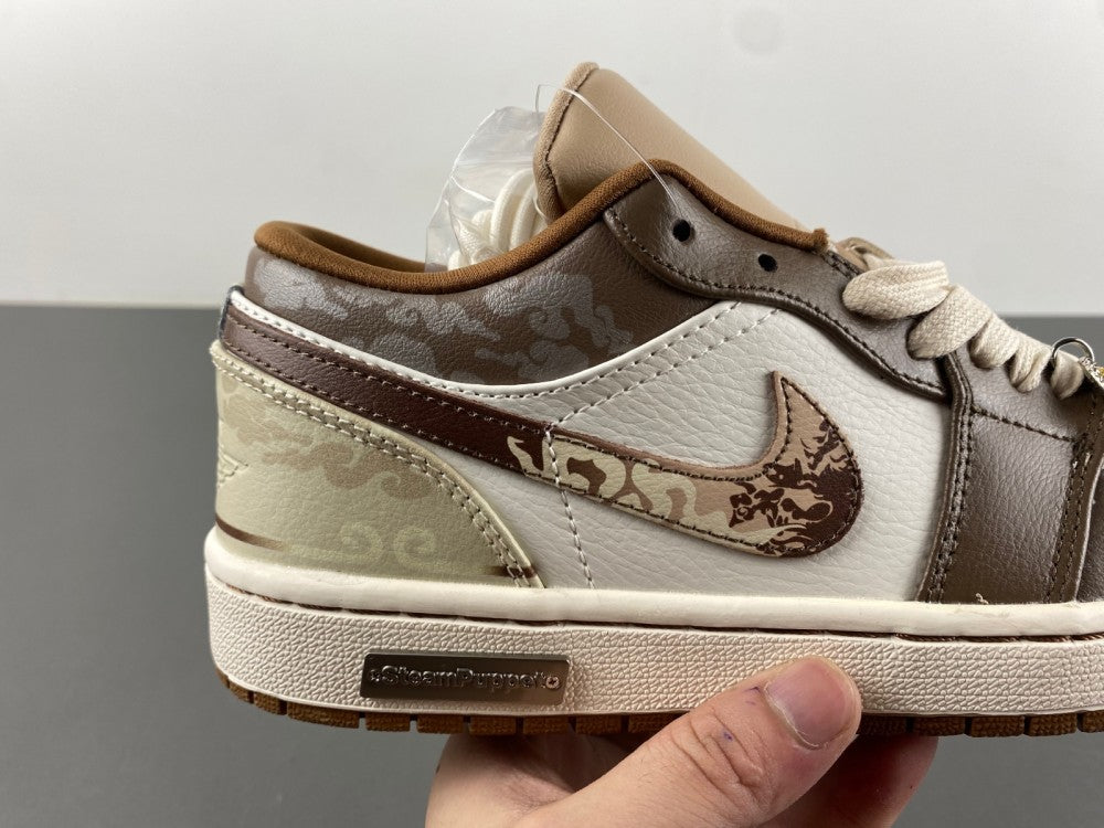Low Top Sneakers, White Brown Colorway, Lace Up Design, Casual Gift for Sneaker Fans