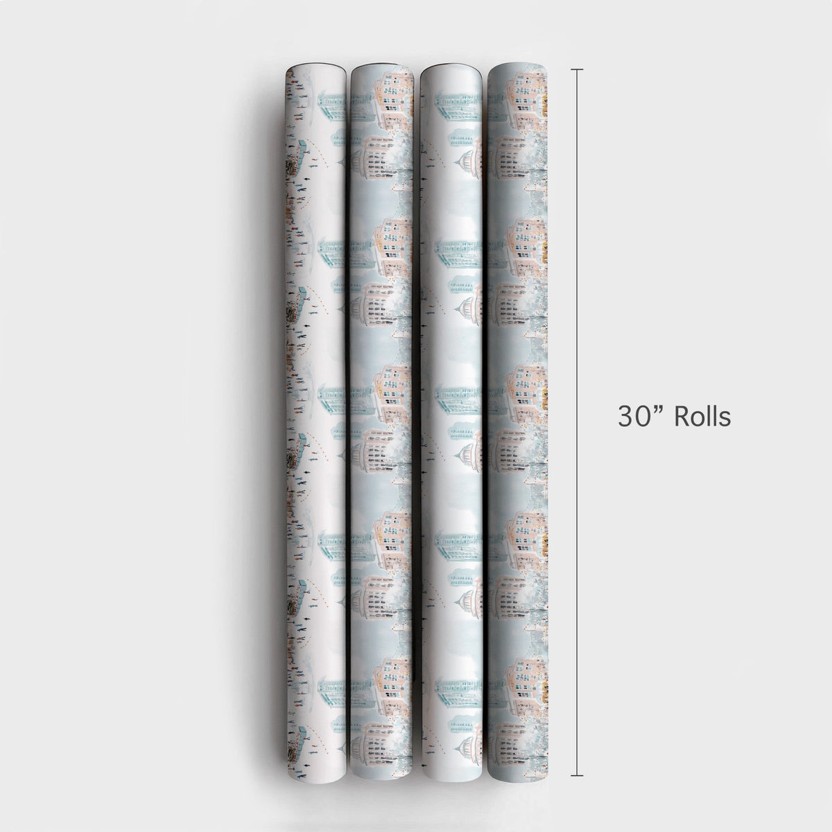 Winter Town Square Gift Wrap, Ice Skating City Wrapping Paper, Festive Christmas Tree Wrapping Paper, Holiday Season Wrapping