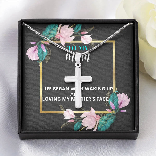 Stainless Steel Cross Necklace, Cross Necklace for Mom, Christian Faith Cross Pendant, Religious Cross Jewelry, Mother Christ