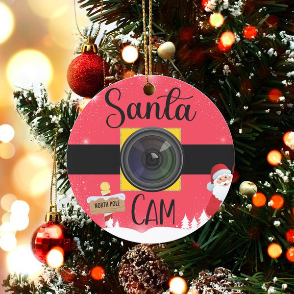 North Pole Camera Lens Ornament, Santa Cam Christmas Ornament, Humorous Holiday Surveillance Ornament, Adorable Kids Xmas Tre
