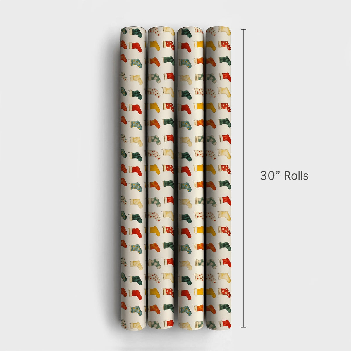 Vintage Holiday Gift Wrap, Christmas Stocking Wrapping Paper, Colorful Festive Christmas Wrapping Paper Roll, Traditional Xma