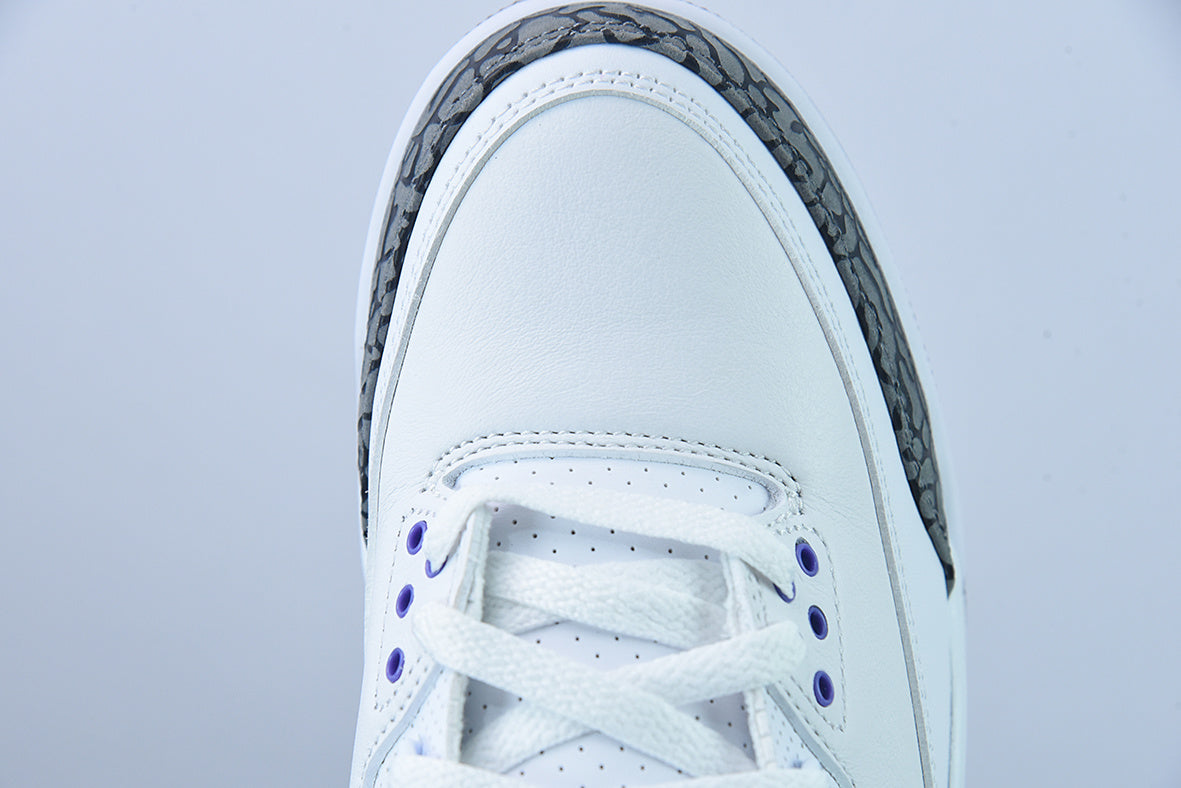 Retro Sneakers, White Purple Colorway, Lace Up Design, Casual Gift for Sneaker Fans