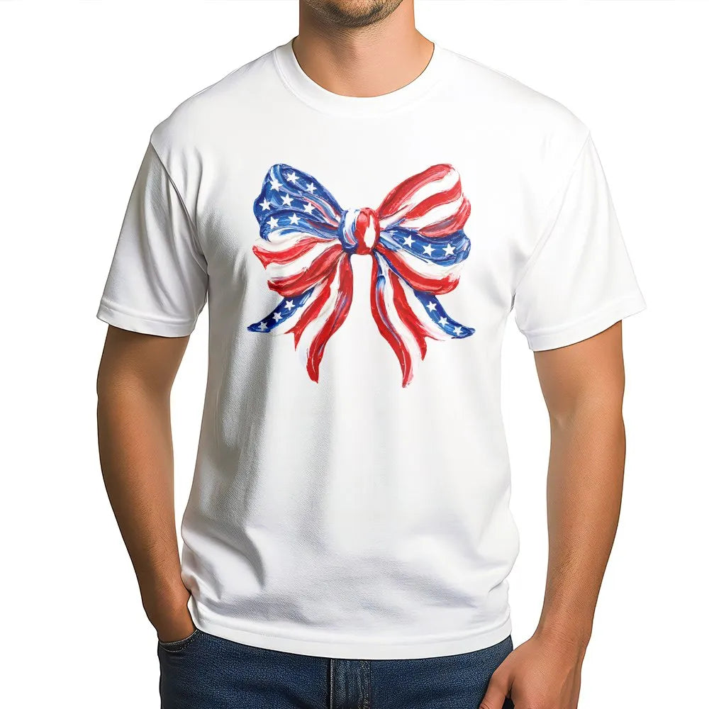 Patriotic Bow Sweatshirt | Coquette USA Flag Graphic | Soft Cotton Blend Crewneck | 4th of July Gift for Her